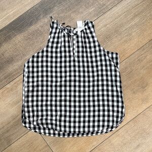LOFT Women’s Sz L Monochrome Checkered Sleeveless Top